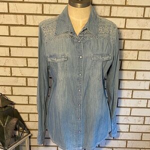 Natural Reflections Blue Denim Button-Down Shirt